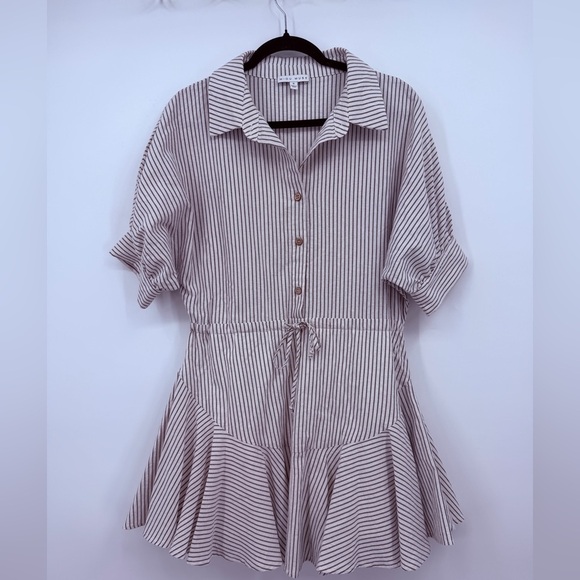 Miou Muse Dresses & Skirts - Miou Muse Striped Button Front Babydoll Dress Size S